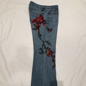 Candie's Distress Embroidered Flower Jeans